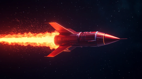 红火箭飞行黑色背景