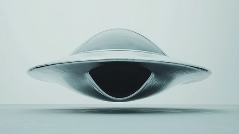 倾斜飞碟开口如嘴