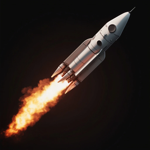 白色火箭飞翔像素艺术