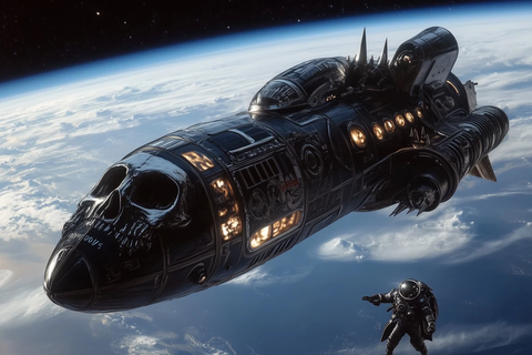 太空飞船铬金排气筒宇航员