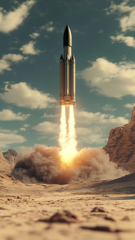 火箭升空沙漠场景