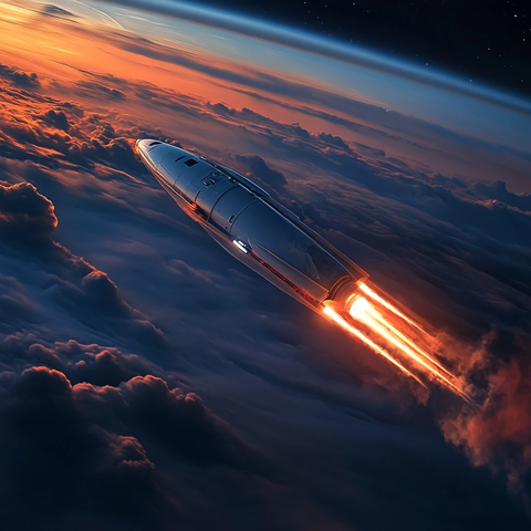 星舰飞向火星日落