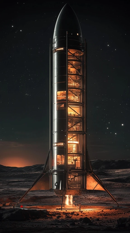 火箭内部结构与火星荒原