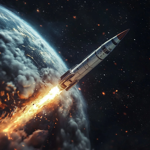 火箭飞行太空地球背景