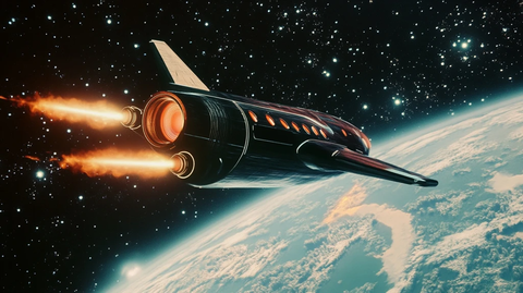 未来飞船离地喷射画作