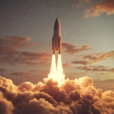 火箭启动喷射气体云