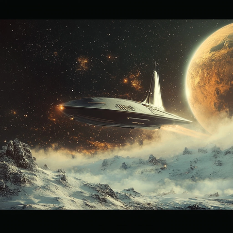 太空船飞越外星行星