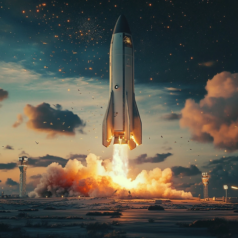 火箭发射太空场景