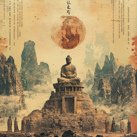 高山上的佛像雕塑景观