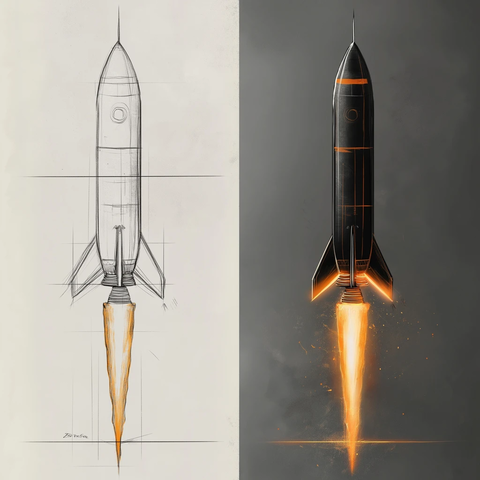 火箭设计从草图到高清渲染
