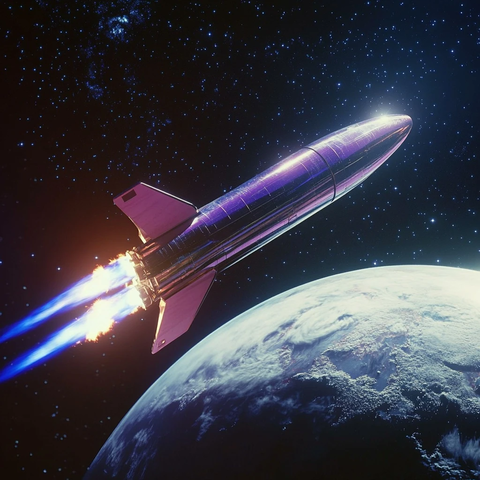 紫色粉色流线型飞船太空