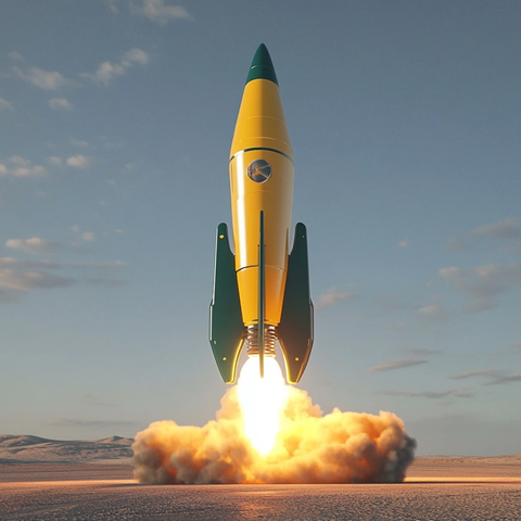 黄绿火箭发射效果