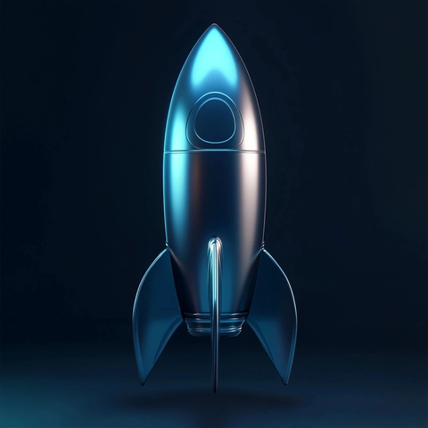 未来感金属蓝火箭