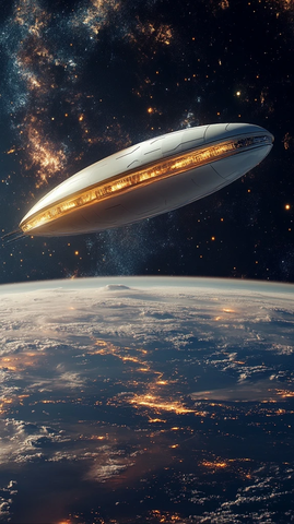 抽象空间气球浮于地球上空