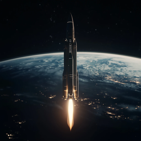 火箭悬浮太空地球背景