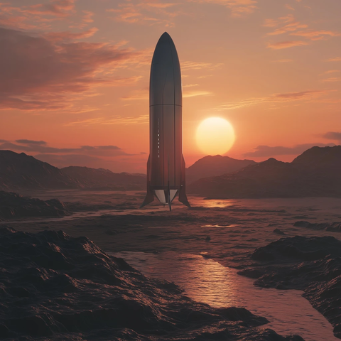 星舰火箭火星表面景观