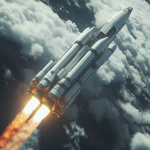 火箭穿越大气层特写