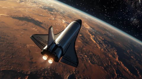 太空穿梭机环绕红色星球