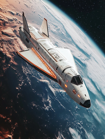 太空穿梭机飞越地球