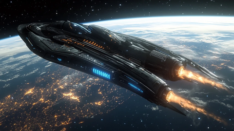 外星飞船升空穿越大气层