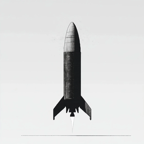 黑白像素风格火箭插画