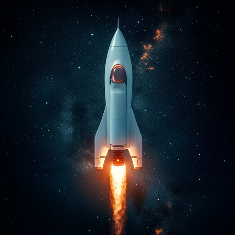 太空白火箭飞越银河