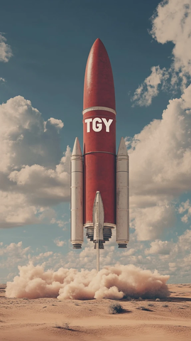 太空火箭红底白字标志飞跃云层