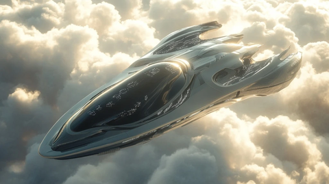 未来科技飞船云中航行