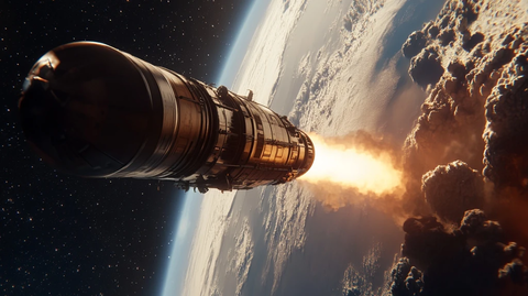 导弹飞向太空船场景