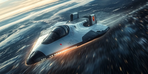 中国国旗航天器飞越地球