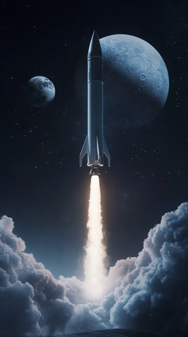 火箭发射月球云层背景
