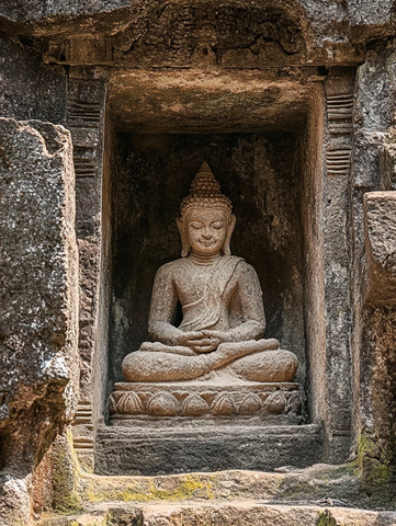 石龛中的佛像雕塑