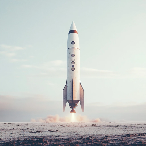 火箭降落白色背景