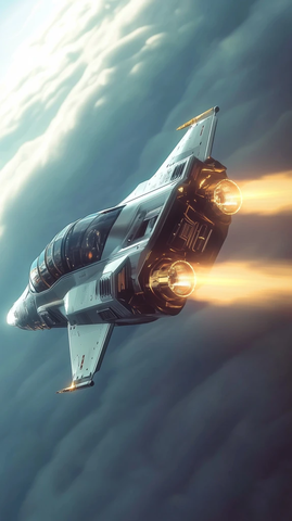 小型战机飞向金色喷射