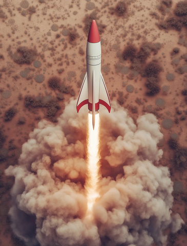 火箭升空烟尘飞扬