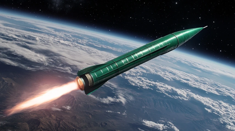 翡翠色火箭发射升空