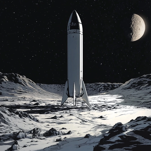 星舰月面着陆插画