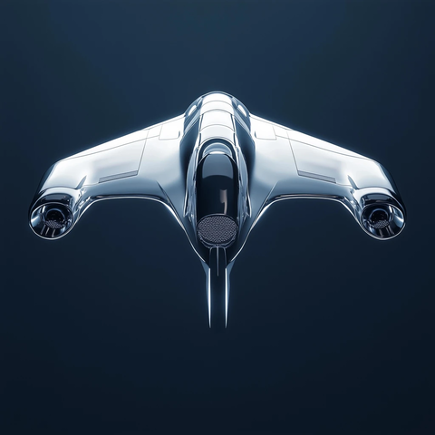 银色飞船双螺旋桨尾翼