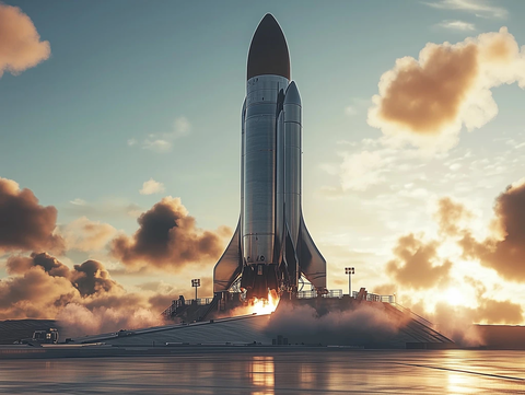 星舰火箭发射台蒸汽升腾