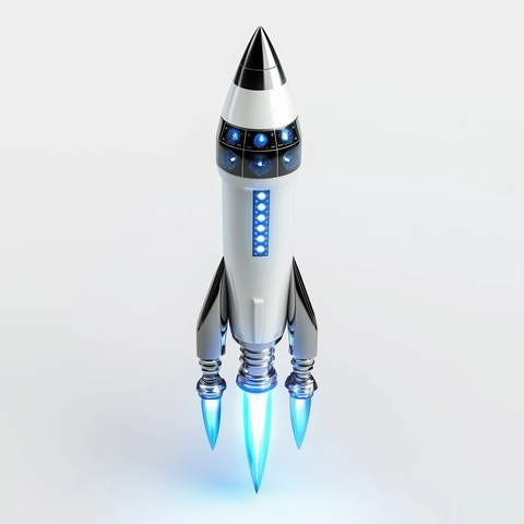 蓝色火箭灯光推进