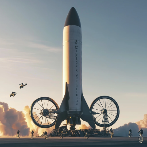 火箭发射台上的自行车