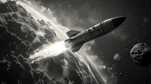 火箭逃离地球引力飞向小行星