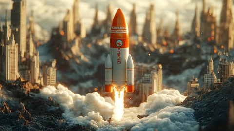 火箭瓶牛奶城市降落