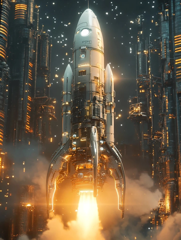 火箭太空飞行气体喷射