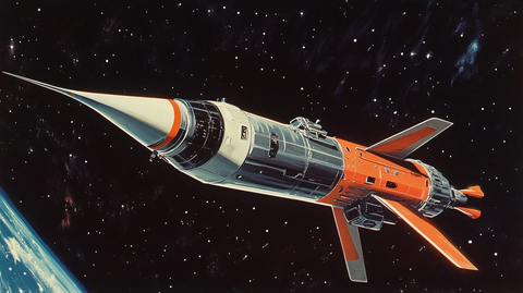 军事太空无人机卫星侧视图