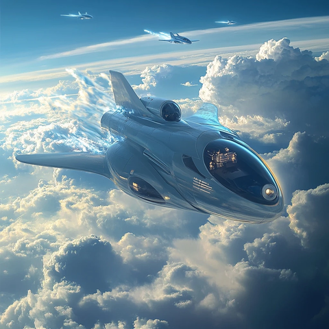 太空云层飞船飞行场景