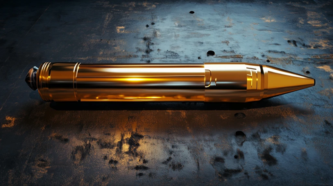 单个金色火箭助推器平放