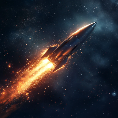 太空火箭引擎喷射飞行