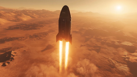 太空船登陆火星舱