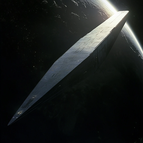 长形隐身飞船日月光照